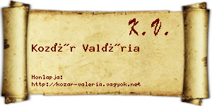 Kozár Valéria névjegykártya